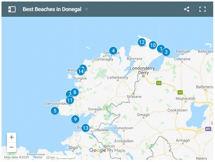 Map of Best Beaches in Donegal