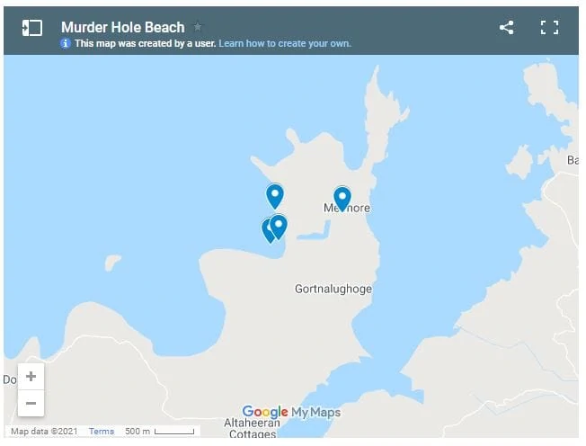Map of Murder Hole Beach Donegal