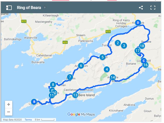 Map of Ring of Beara Peninsula